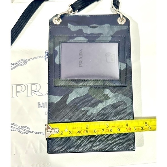 Prada Saffiano Leather Clutch Wristlet Phone Case with Lanyard Camouflage Print - Picture 12 of 15